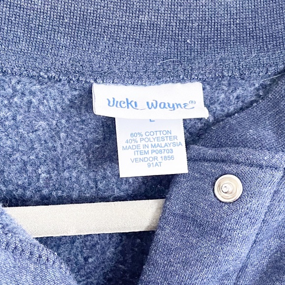 Vintage Vicki Wayne Navy Blue Bomber Snap Jacket Large - Picture 3 of 6